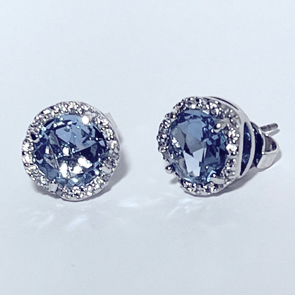♠️ kate spade THAT SPARKLE Pave Round Large Studs Earrings in Sapphire - Picture 2 of 7